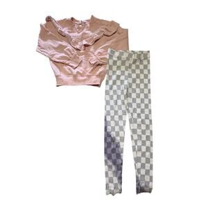 Jessica Simpson Girls Outfit Pink Ruffle Sweatshirt & Gray Leggings Size M